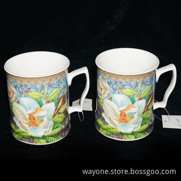 New Bone China Mug, White Flower, Elegant, Noble, Suitable for Promotional and Gift Purposes